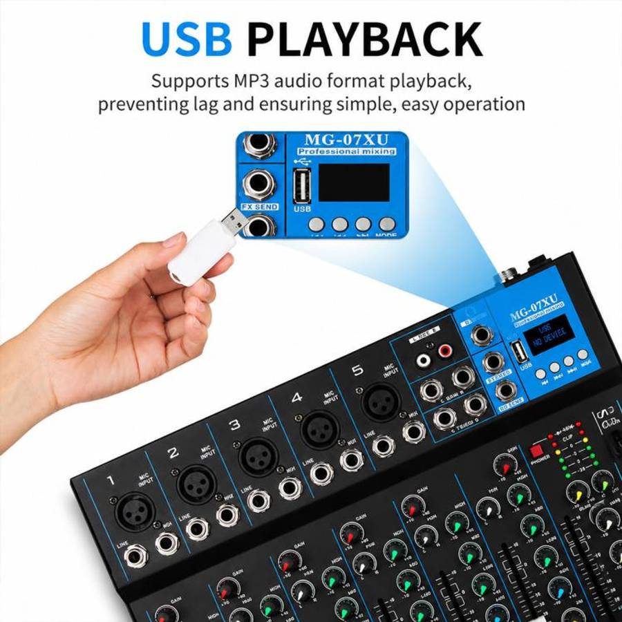 MG-07 7-Channel Multi-function Professional Bluetooth Live Streaming Recording Mixer, Plug Type:U...