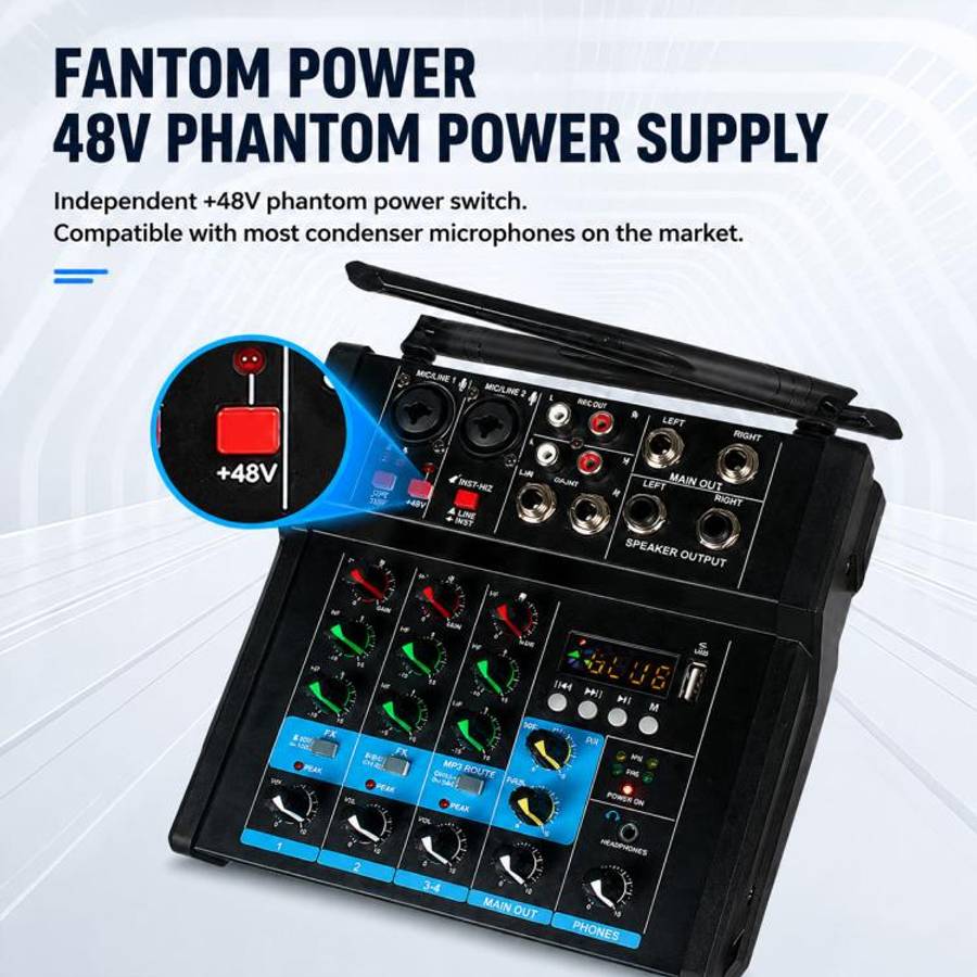 G4D 4-Channel Multi-function Professional Bluetooth Mixer with Amplifier & Microphone, Type:Stand...