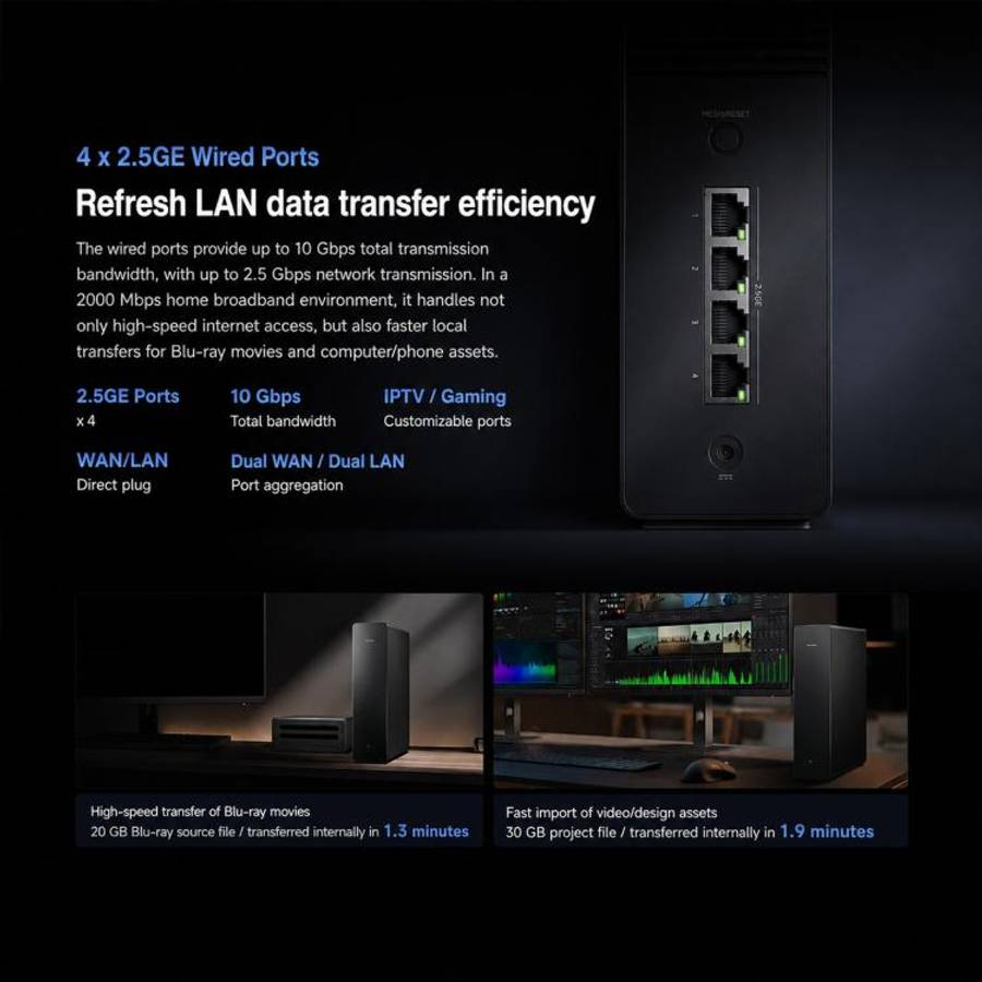 Xiaomi Router BE7200 Pro WiFi 7 AI Hub 2.5G Port Dual Band, US Plug(Grey)