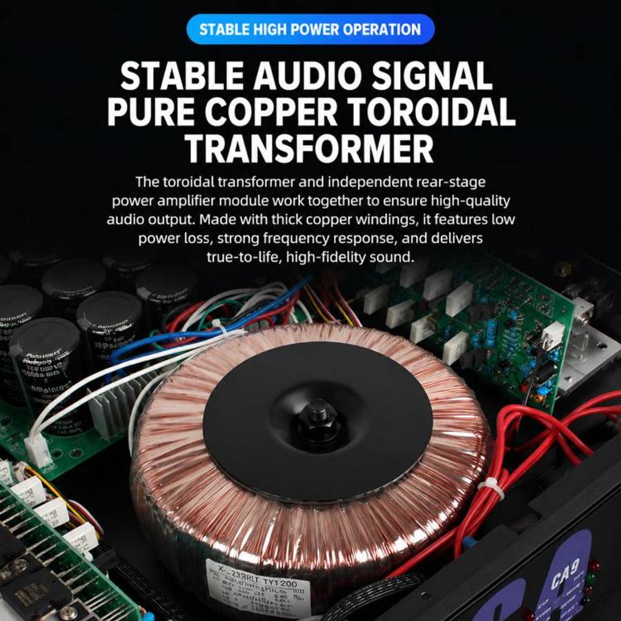 CA12 2000W Stage Dual-Channel Pure Audio Power Amplifier(EU Plug)