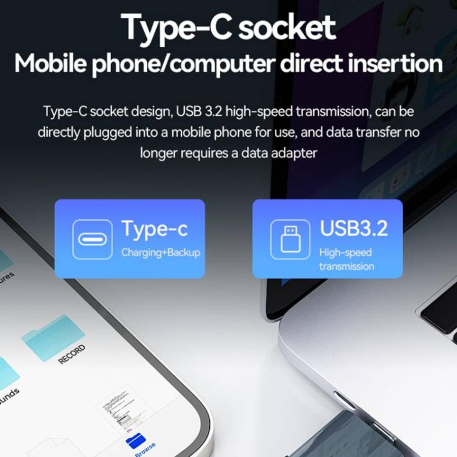 C32 Type-C USB Drive Voice Recorder, Memory:8GB(Dark Blue)