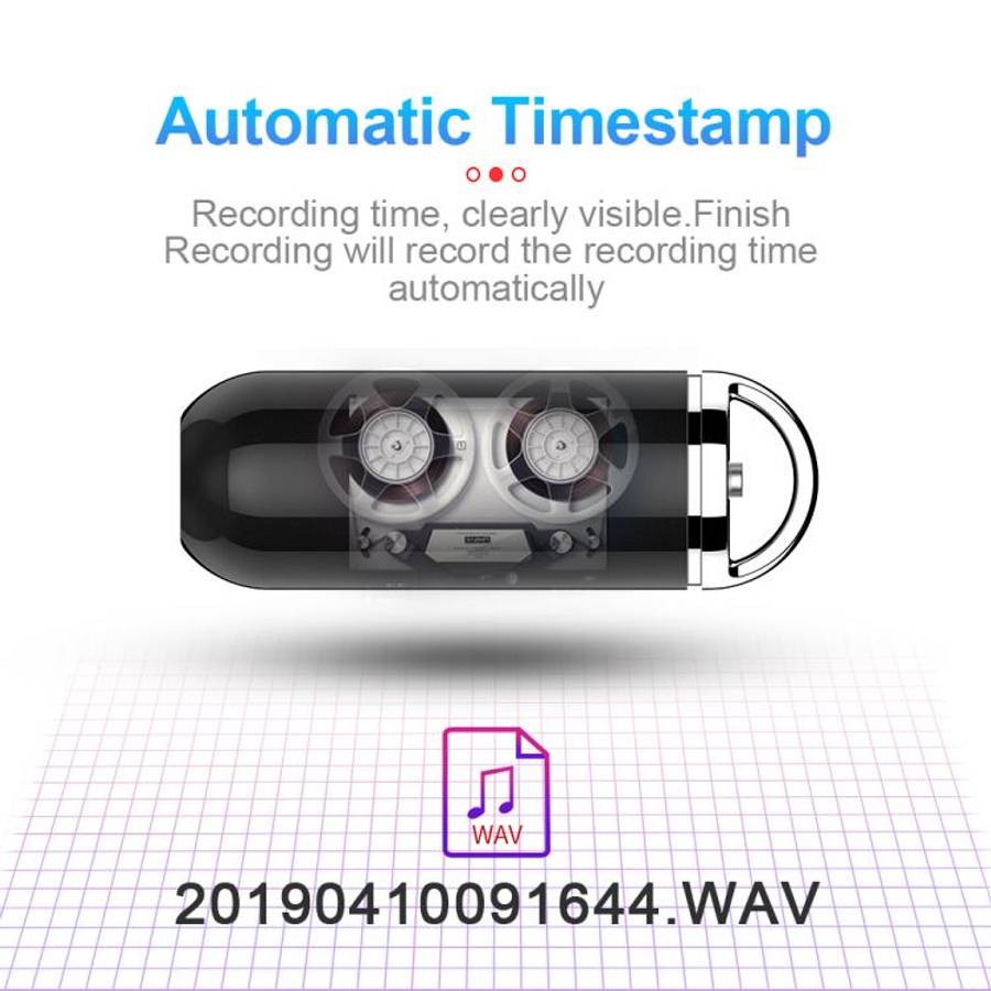 S1 Keychain Mini Voice Recorder, Memory:8GB(Black)