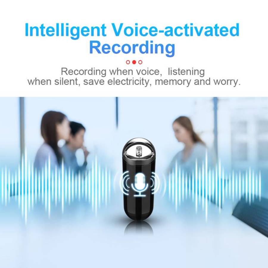 S1 Keychain Mini Voice Recorder, Memory:8GB(Black)