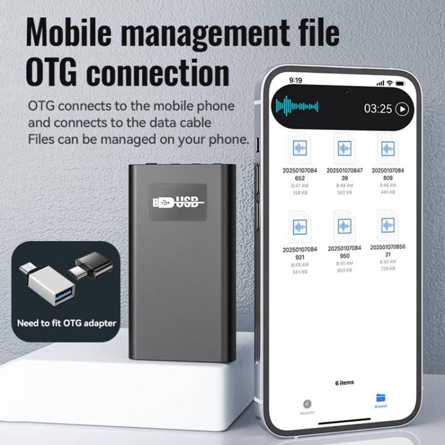 Q86 0.77-inch Screen Ultra-long Standby Smart Digital Voice Recorder, Memory:8GB(Black)