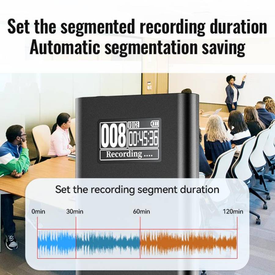 Q86 0.77-inch Screen Ultra-long Standby Smart Digital Voice Recorder, Memory:8GB(Black)