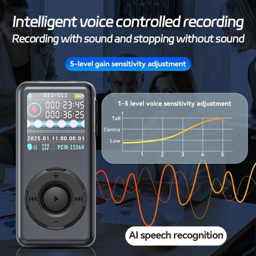 M21 Business Collar Style Voice Recorder with 0.85-inch TFT Display, Memory:8GB(Dark Grey)
