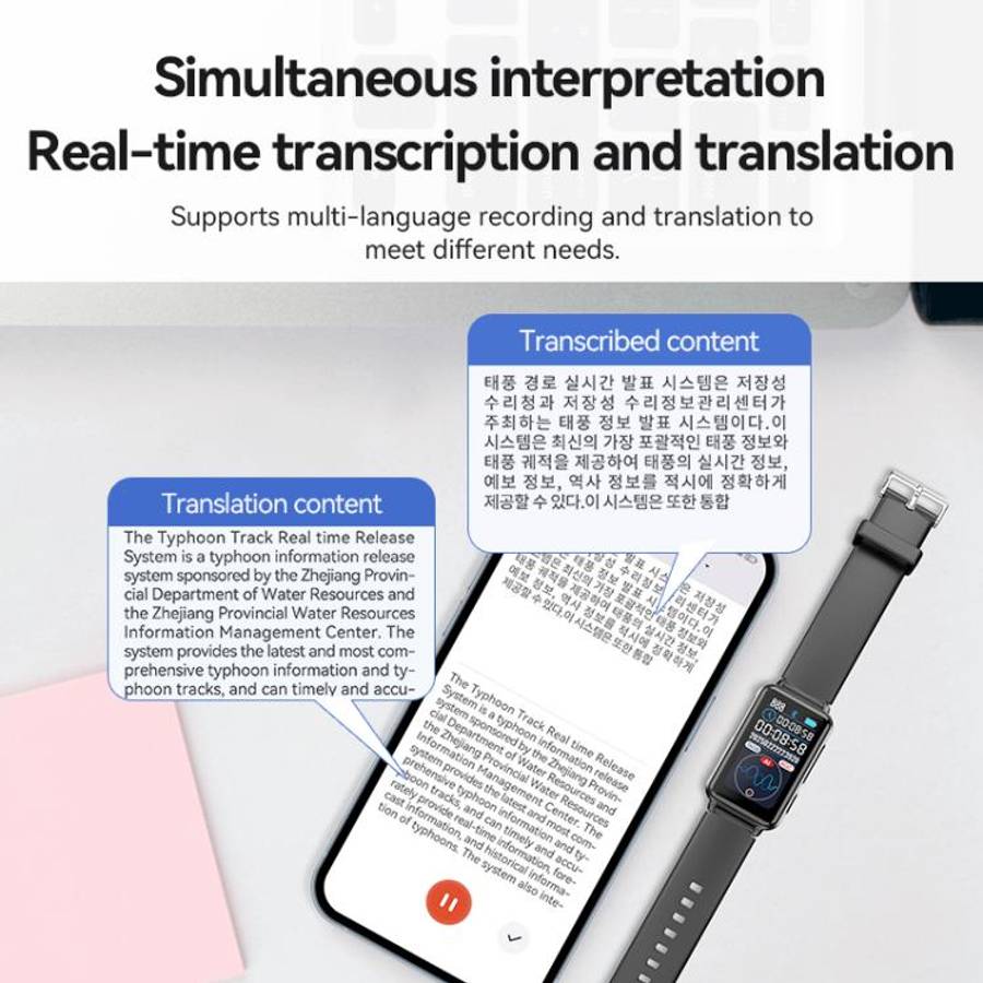 S18A 1.47-inch Screen AI Dialogue Translation Voice Recording Bracelet Support AIREC-APP, Memory:...
