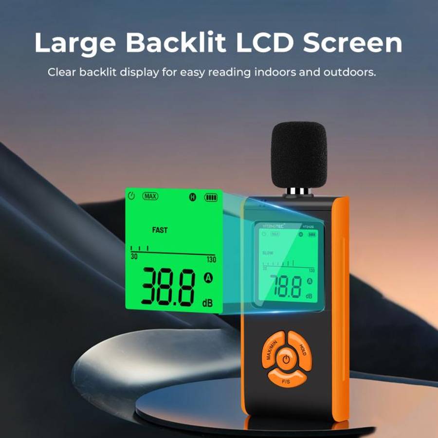 YT312S High Precision Digital Sound Level Meter, Measurement Range: 30130dB(Black Orange)