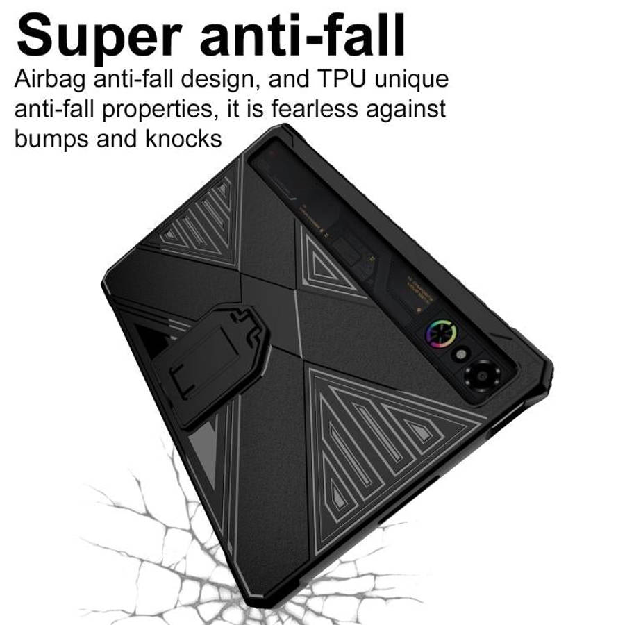 For ZTE RedMagic Astra / Tablet 3 Pro X-Type TPU Shockproof Tablet Case with Holder(Black)