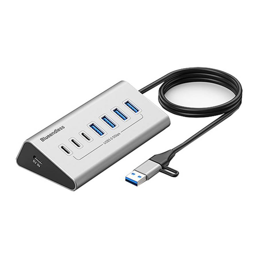 Blueendless Type-C / USB-C 2 in 1 Multifunctional HUB Docking Station UK Plug, Specification:7 Po...