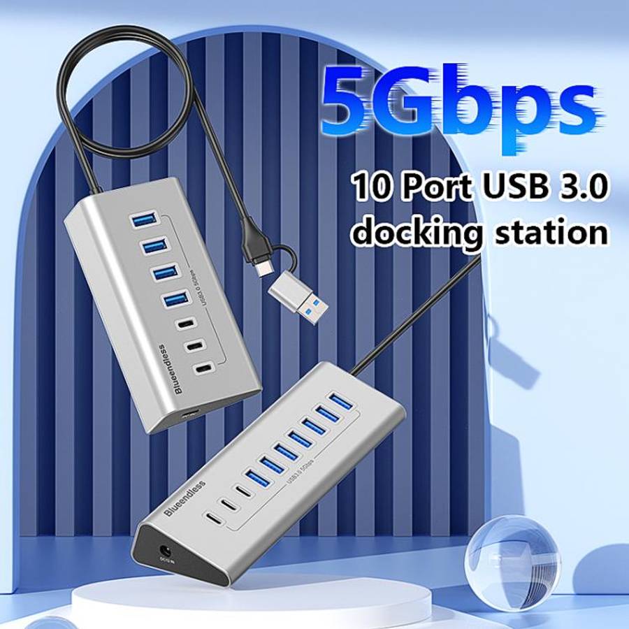 Blueendless Type-C / USB-C 2 in 1 Multifunctional HUB Docking Station UK Plug, Specification:7 Po...
