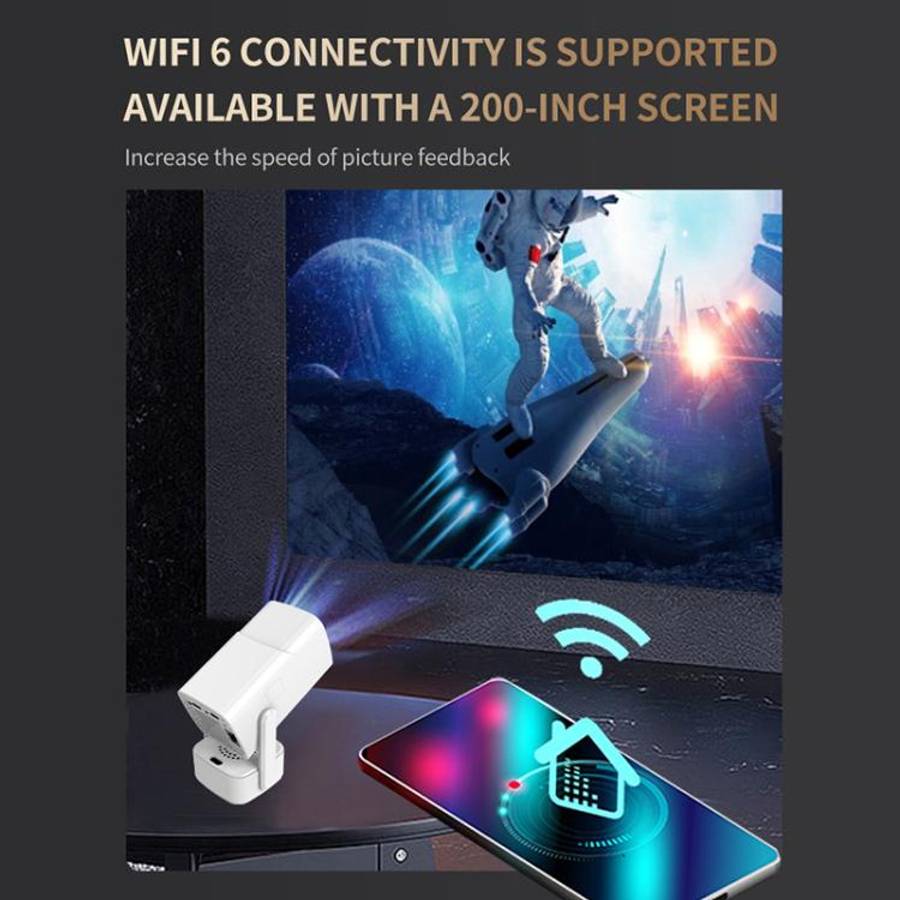 P30 Max Android 13 4K High Definition Smart Portable Projector with Built-in Speaker, EU Plug(Black)