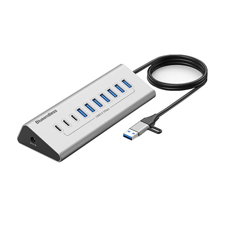Blueendless Type-C / USB-C 2 in 1 Multifunctional HUB Docking Station EU Plug, Specification:10 P...