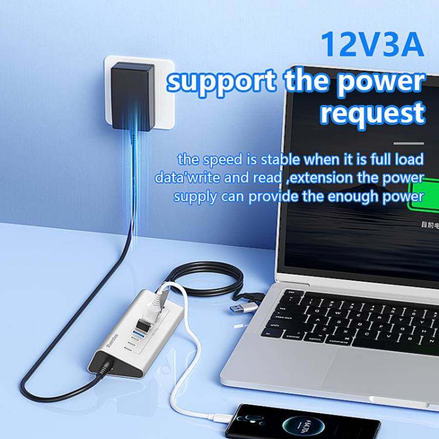 Blueendless Type-C / USB-C 2 in 1 Multifunctional HUB Docking Station EU Plug, Specification:10 P...