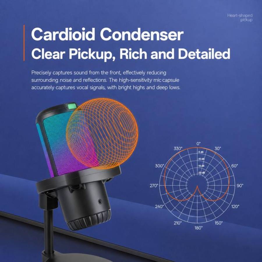 APK005 AI Smart Noise Reduction Condenser Cantilever Microphone(Black)