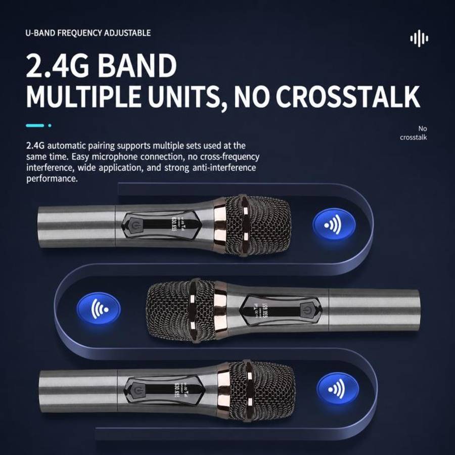 E1 UHF 1 to 2 Rechargeable Wireless Microphone(Grey)