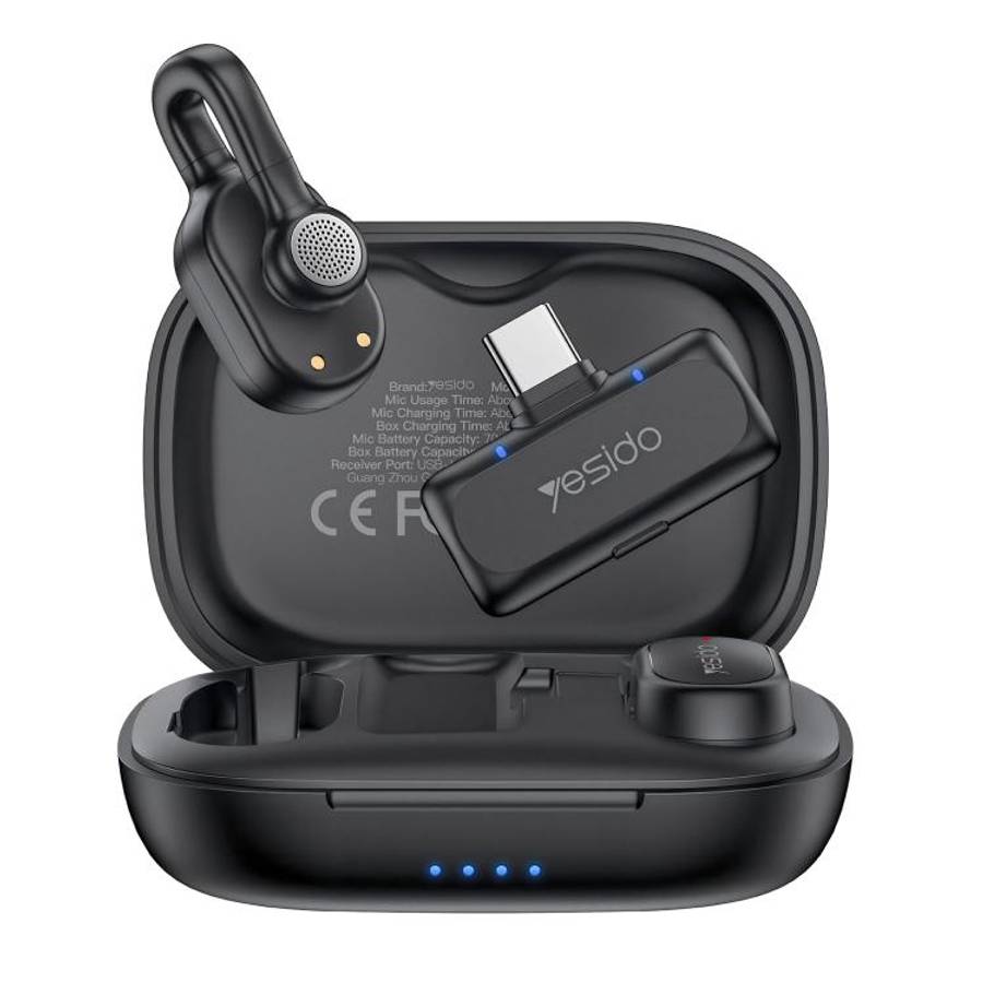 Yesido KR25 AI Noise Reduction Lavalier Microphone with Type-C Receiver(Black)