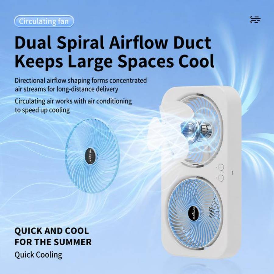F8 Dual-Head Desktop Air Circulation Cooling Fan(Blue)