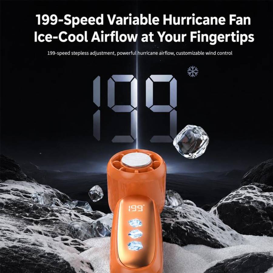 K22 Digital Display High-Speed Cooling Handheld Fan(Orange)