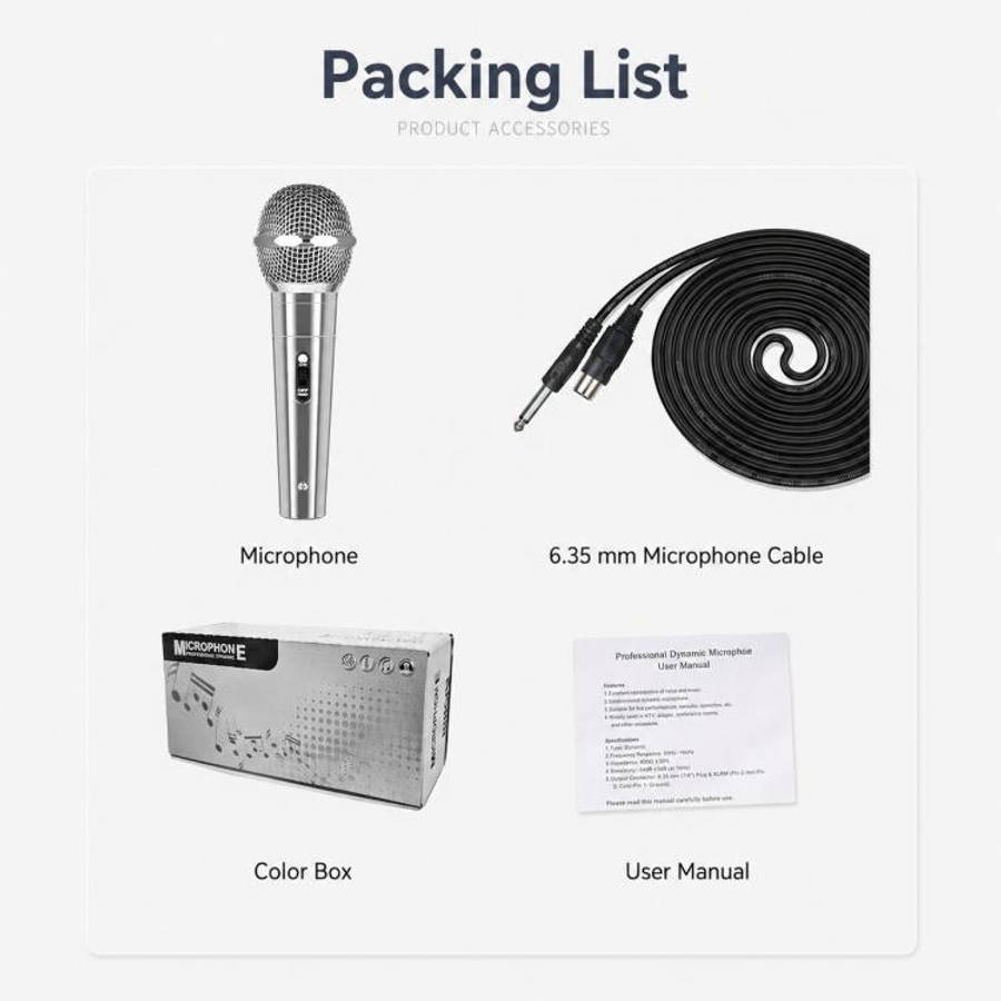 YS-227 Separate Wired Dynamic Microphone, Specification:6.35mm(Silver)