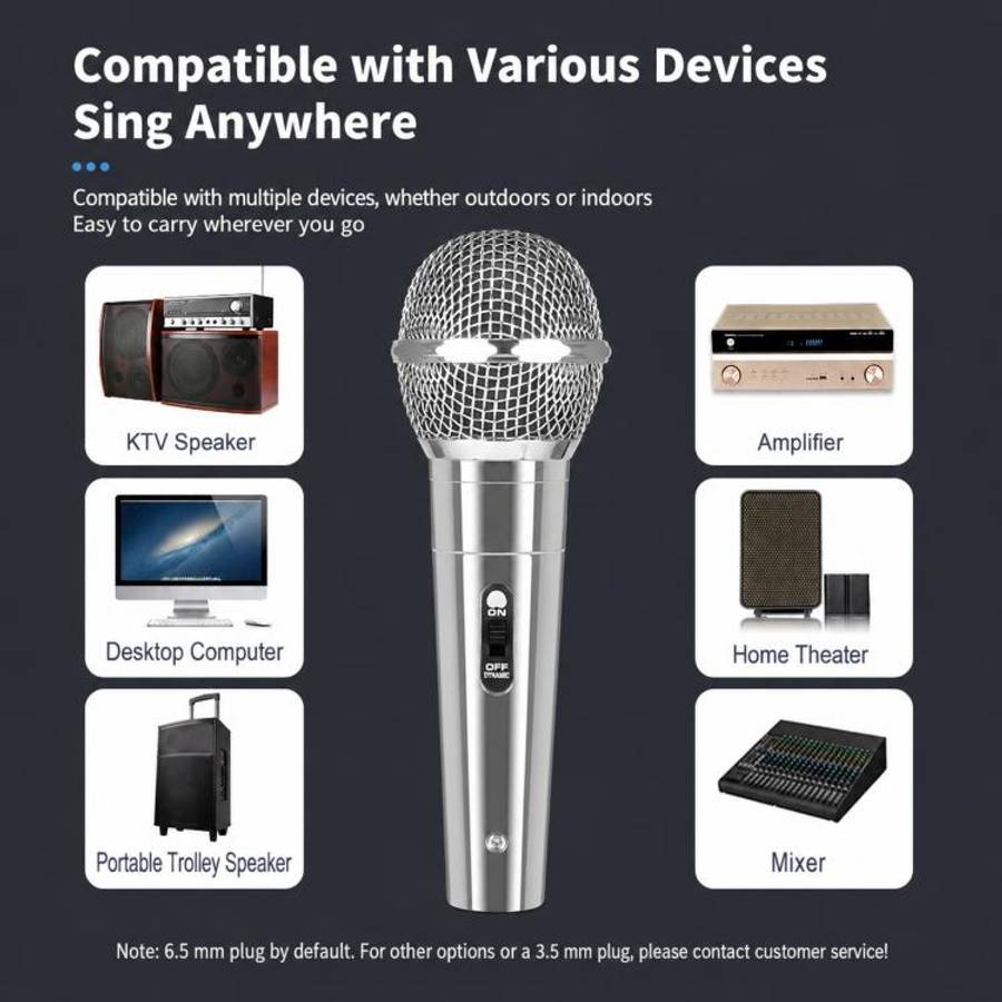 YS-227 Separate Wired Dynamic Microphone, Specification:6.35mm(Silver)