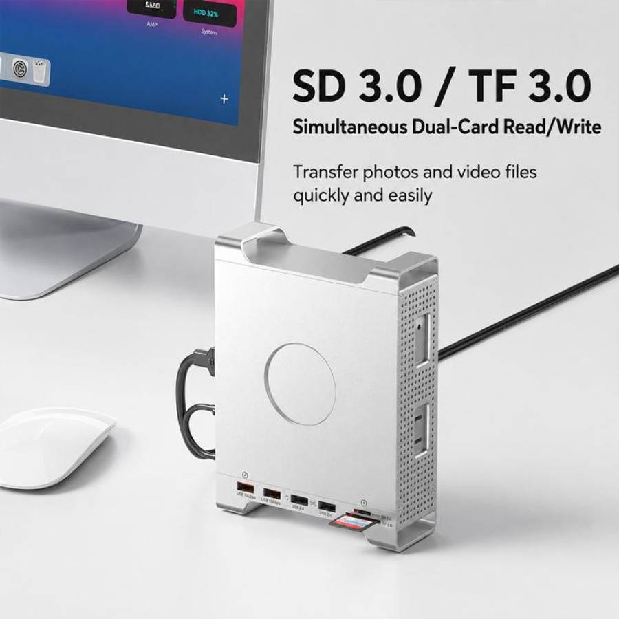 For Mac Mini M4 Blueendless MAC905 Bracket Expansion Dock Hard Drive Enclosure(HDMI+SD4.0)