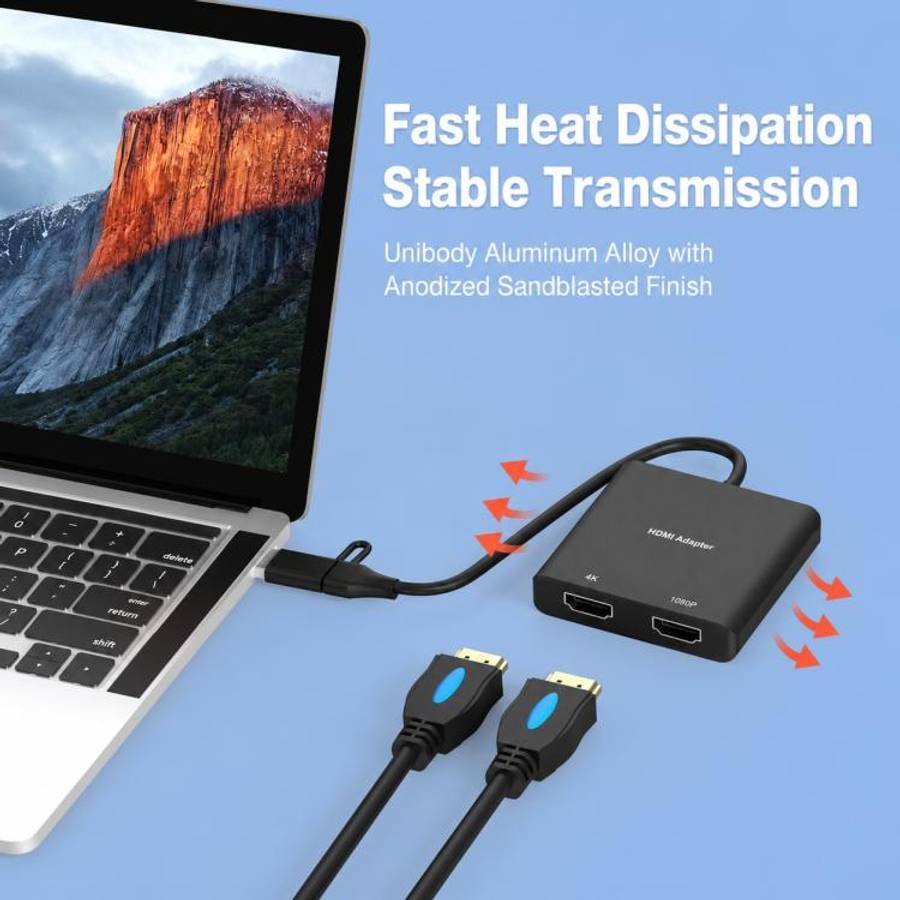 Blueendless HU201 USB / Type-C to Dual HDMI Docking Station Supports MacOS Extended Display