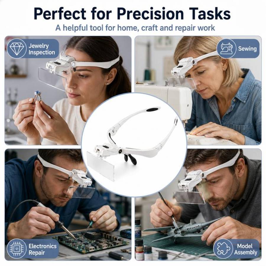 9892BP Headband Interchangeable Lenses Magnifier with LED Light
