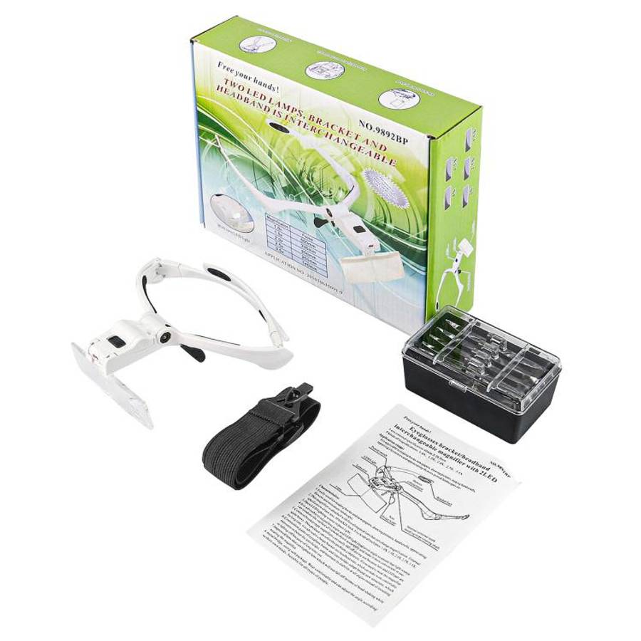 9892BP Headband Interchangeable Lenses Magnifier with LED Light