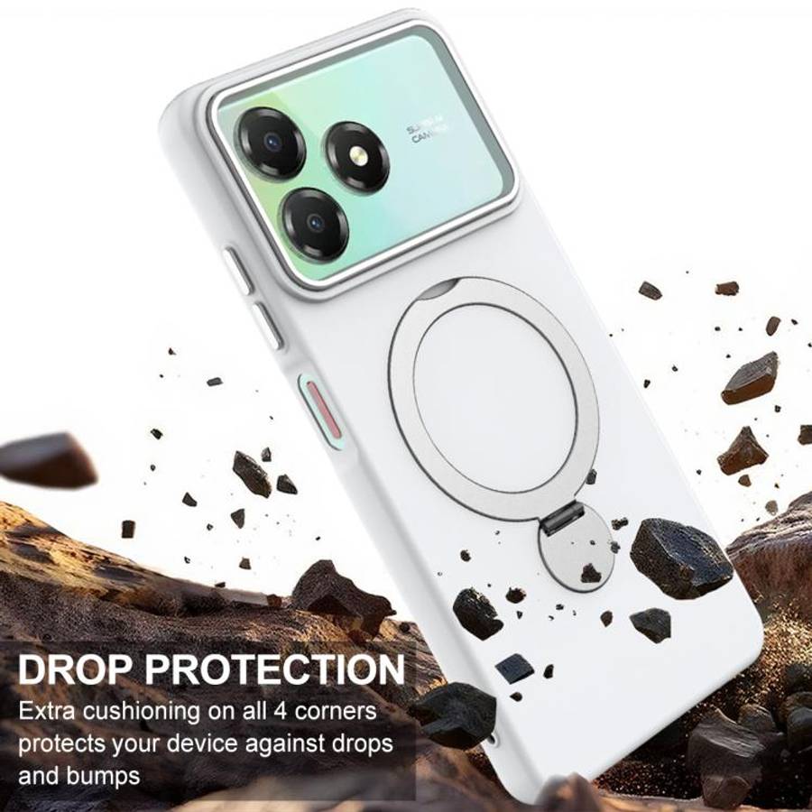 For ZTE Blade A36 / A56 Pro / A76 4G Gen1.5 Pivot Ring Holder TPU Hybrid PC Phone Case(White)