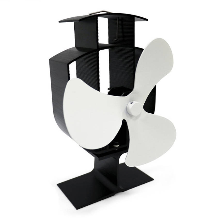 YL401 3-Blade High Temperature Metal Heat Powered Fireplace Stove Fan (White)