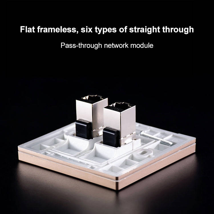 CAT.6 Shielded Pass-through Network Module, Dual Ports Panel + Shielded Pass-through + Telephone ...