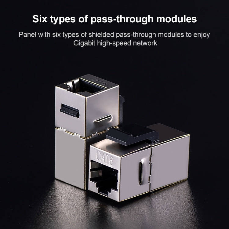 CAT.6 Shielded Pass-through Network Module, Dual Ports Panel + Shielded Pass-through + Telephone ...