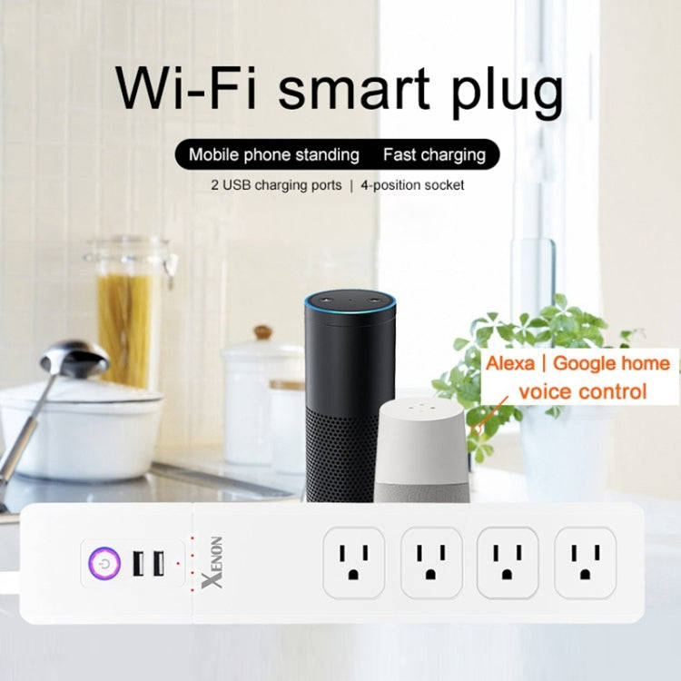 2 x USB Ports + 4 x US Plug Jack WiFi Remote Control Smart Power Socket Works with Alexa & Google...