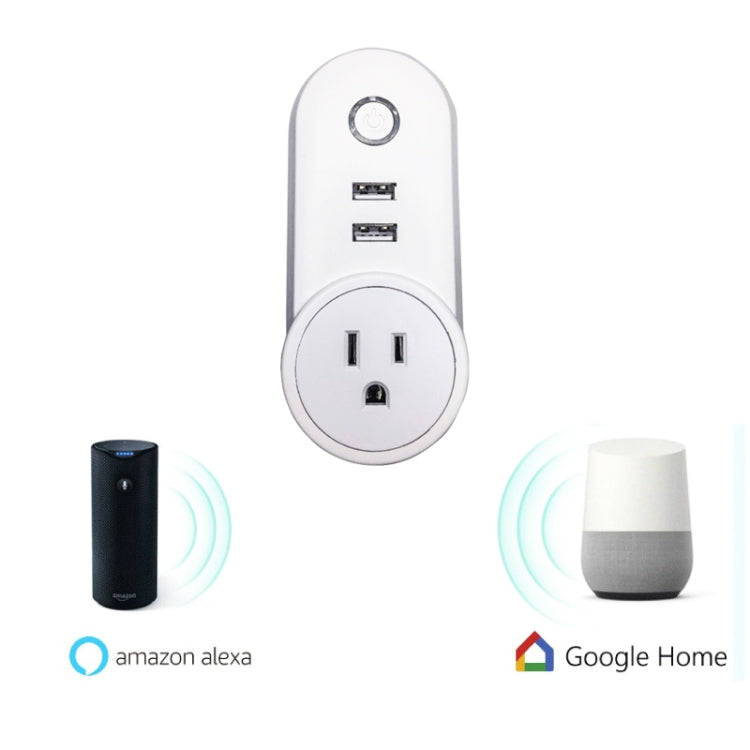 SA-002 2 USB Ports + 1 US Socket WiFi Smart Power Plug Socket, Compatible with Alexa and Google H...