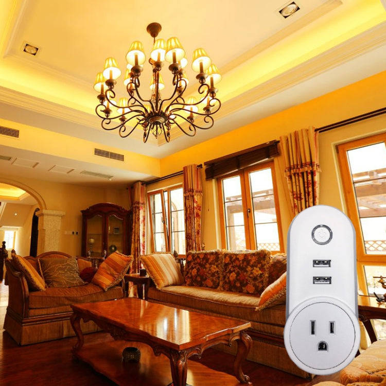 SA-002 2 USB Ports + 1 US Socket WiFi Smart Power Plug Socket, Compatible with Alexa and Google H...