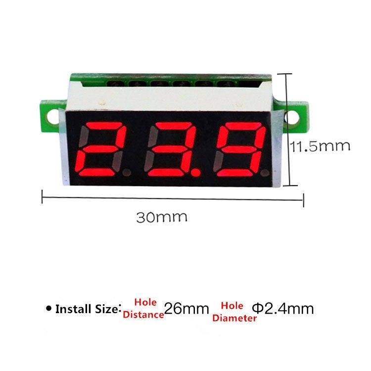 10 PCS 0.28 inch 2 Wires Adjustable Digital Voltage Meter, Color Light Display, Measure Voltage: ...