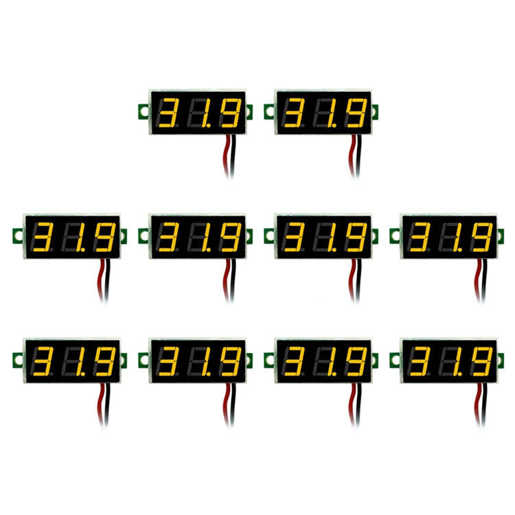 10 PCS 0.28 inch 2 Wires Adjustable Digital Voltage Meter, Color Light Display, Measure Voltage: ...