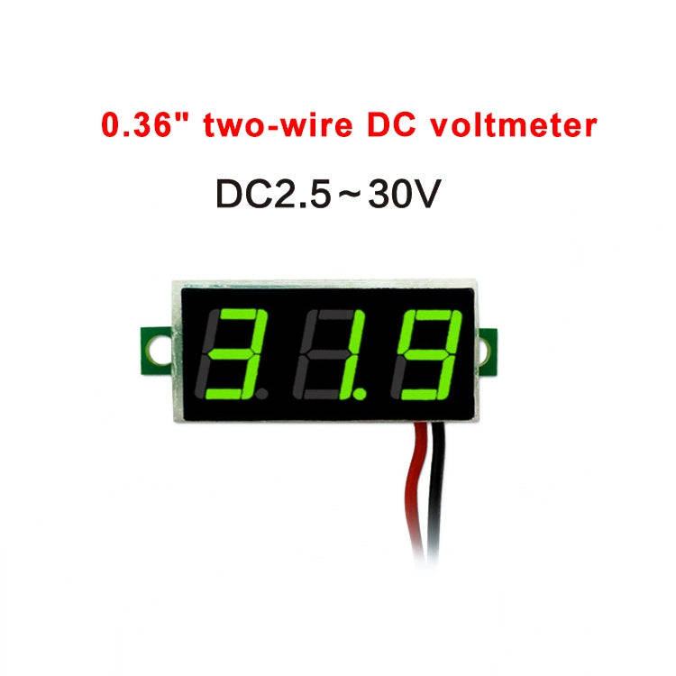 10 PCS 0.36 inch 2 Wires Digital Voltage Meter, Color Light Display, Measure Voltage: DC 2.5-30V(...