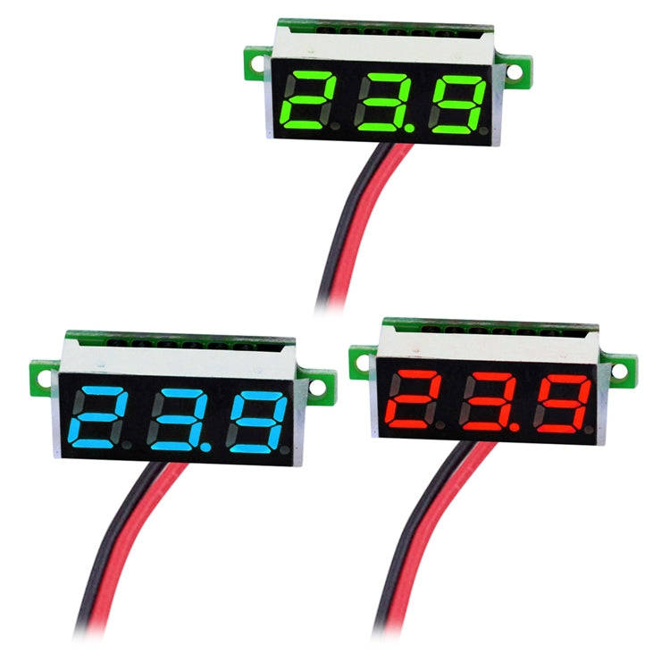 10 PCS 0.36 inch 2 Wires Digital Voltage Meter, Color Light Display, Measure Voltage: DC 2.5-30V(...