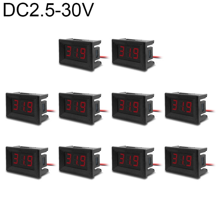 10 PCS 0.36 inch 2 Wires Digital Voltage Meter with Shell, Color Light Display, Measure Voltage: ...