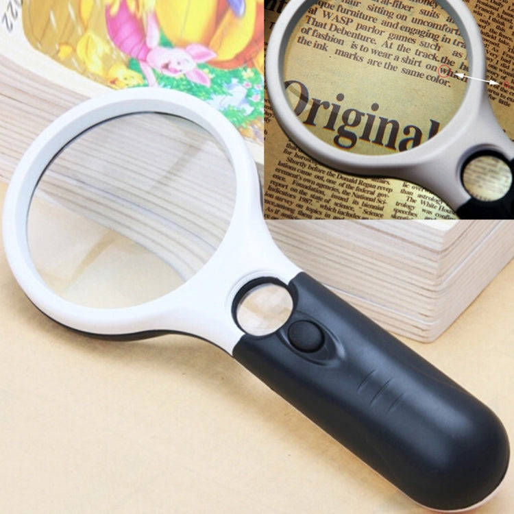 Reading Visual Magnifier with 3 LED Light, Mini Portable 3-45X Handheld Reading Visual Magnifier ...