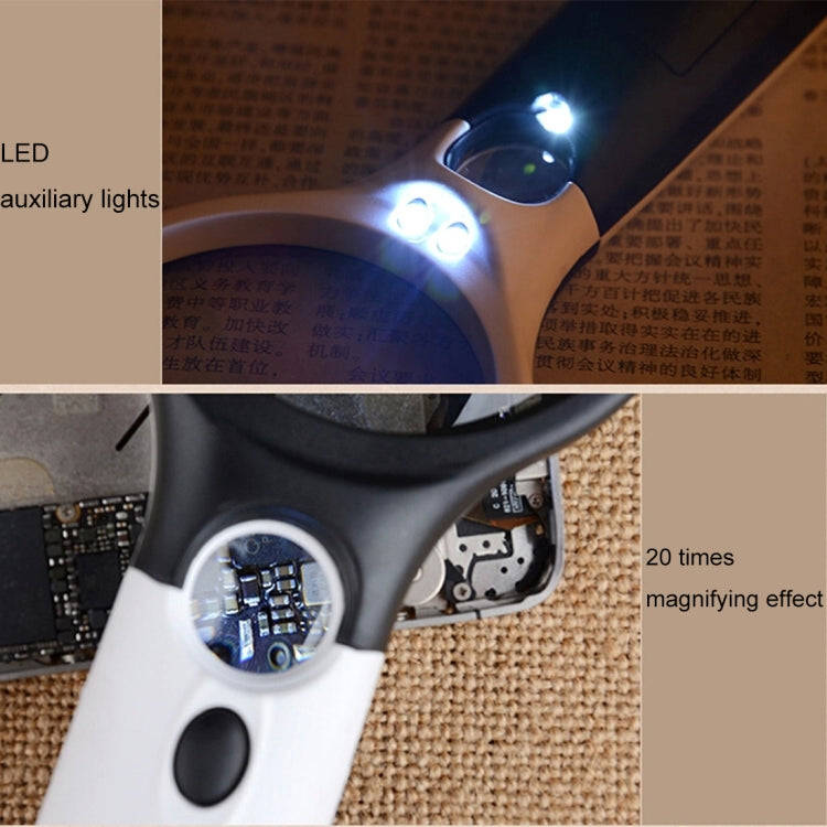 Reading Visual Magnifier with 3 LED Light, Mini Portable 3-45X Handheld Reading Visual Magnifier ...