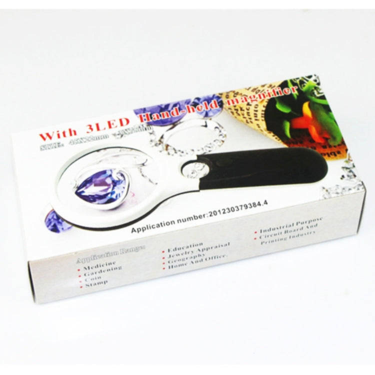 Reading Visual Magnifier with 3 LED Light, Mini Portable 3-45X Handheld Reading Visual Magnifier ...