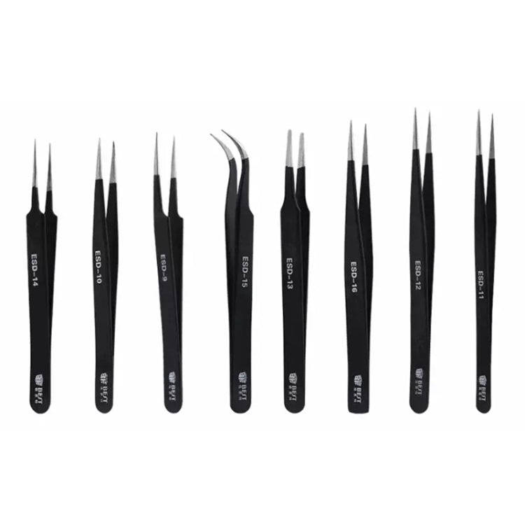 BEST BST-09 Precision Anti-static ESD Stainless Steel Tweezers