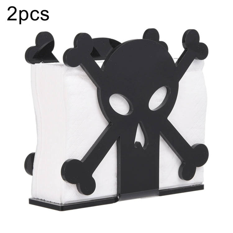 2pcs YX013-2 Acrylic Skull Table Paper Towel Organizer (Black)