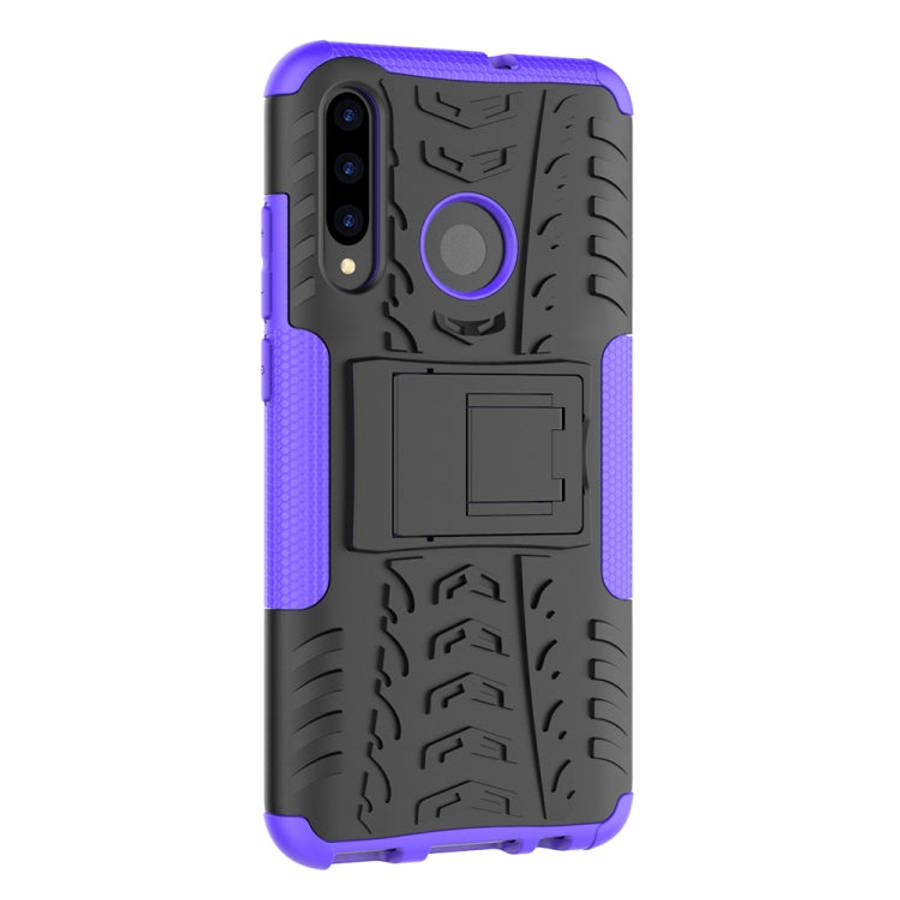 Tire Texture TPU+PC Shockproof Case for Huawei P Smart+ 2019, with Holder (Purple)