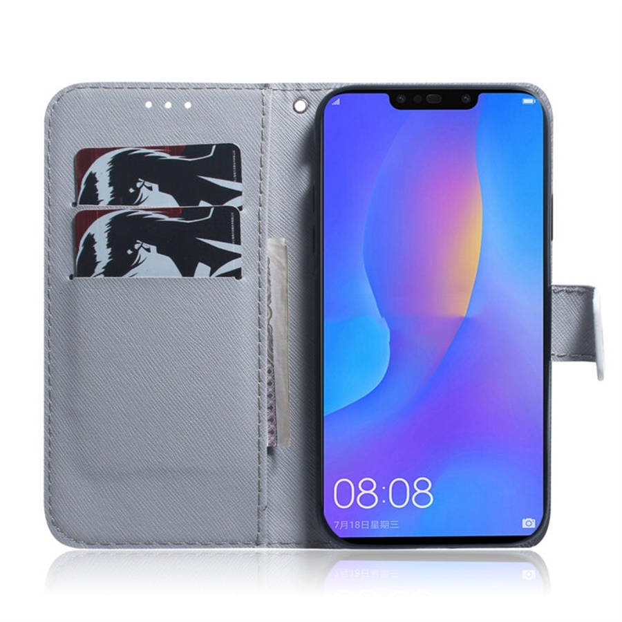 Tiger Pattern Coloured Drawing Horizontal Flip Leather Case for Huawei P Smart+ 2019 / Nova 3i, w...