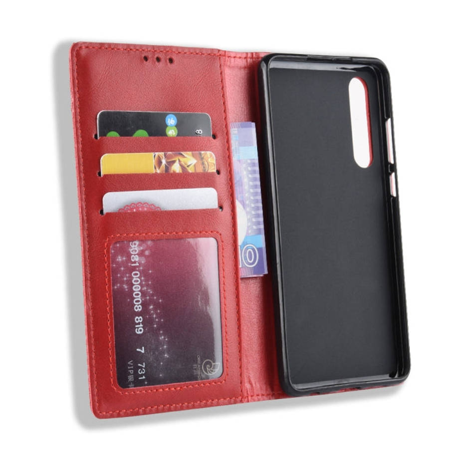 Magnetic Buckle Retro Crazy Horse Texture Horizontal Flip Leather Case for Huawei P30, with Holde...