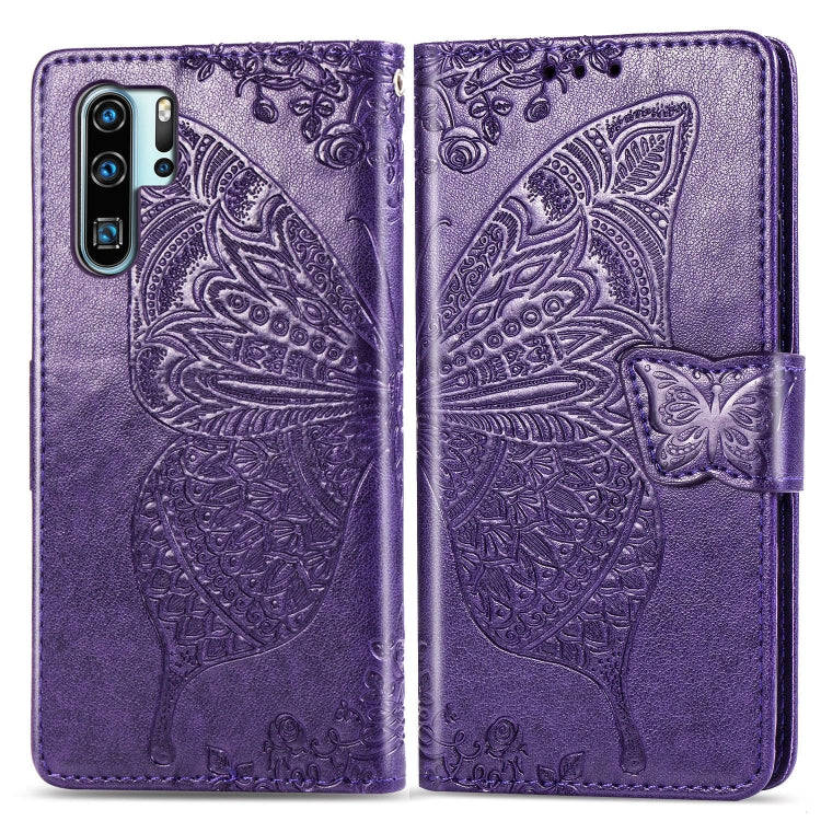 Butterfly Love Flowers Embossing Horizontal Flip Leather Case for Huawei P30 Pro, with Holder & C...